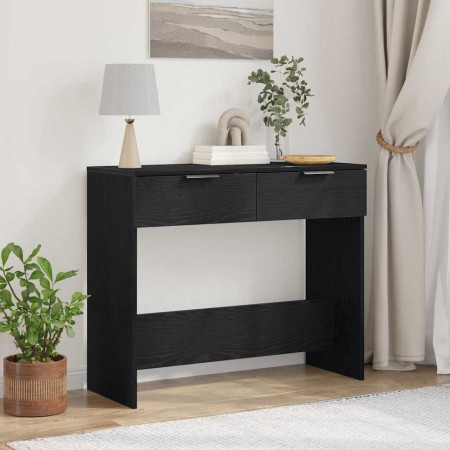 Mesa Consola Roble negro 90 x 36 x 75 cm Madera contrachapada