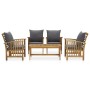 Juego muebles de jardín y cojines 5 piezas madera maciza acacia