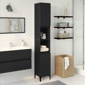 Gabinete de Baño con estante Roble Negro 30 x 30 x 190 cm en Tocadores de baño | Comprar online en Foro24