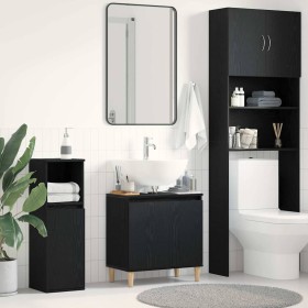 Mueble de lavabo con estante Roble negro 58 x 33 x 60 cm