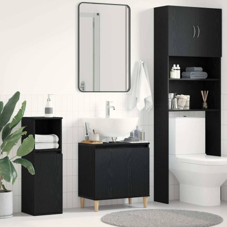 Mueble de lavabo con estante Roble negro 58 x 33 x 60 cm