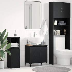 Mueble de lavabo con estante Roble negro 58 x 33 x 60 cm