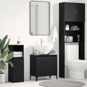 Mueble de lavabo con estante Roble negro 58 x 33 x 60 cm