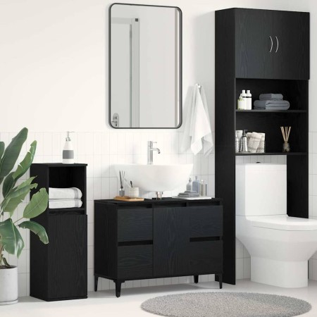 Mueble de lavabo con cajón Roble negro 80 x 33 x 60 cm