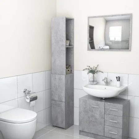 Armario baño madera contrachapada gris hormigón 25x26,5x170 cm de vidaXL, Muebles de baño - Ref: Foro24-808435, Precio: 52,36...