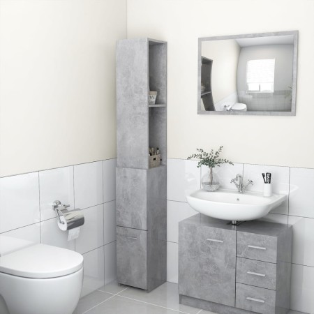 Badezimmerschrank aus betongrauem Sperrholz, 25 x 26,5 x 170 cm von vidaXL, Badezimmermöbel - Ref: Foro24-808435, Preis: 53,1...