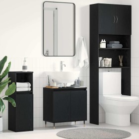 Armario de Lavabo con puerta Roble Negro 58 x 33 x 60 cm