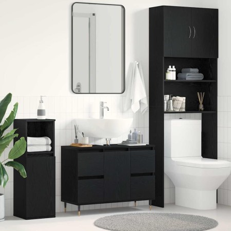 Gabinete de Lavabo con cajón Roble Negro 80 x 33 x 60 cm