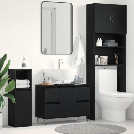 Gabinete de Lavabo con cajón Roble Negro 80 x 33 x 60 cm