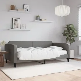 Sofa bed with dark gray fabric mattress 100x200 cm by vidaXL, Beds and slatted bases - Ref: Foro24-3196804, Price: 370,33 €, ...