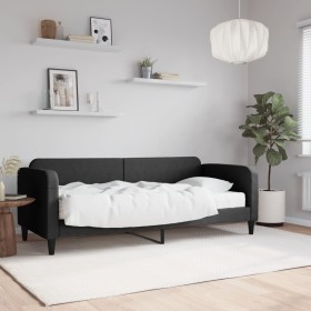 Sofá cama con colchón tela negro 80x200 cm