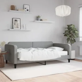 Sofa bed with light gray fabric mattress 100x200 cm by vidaXL, Beds and slatted bases - Ref: Foro24-3196803, Price: 370,33 €,...