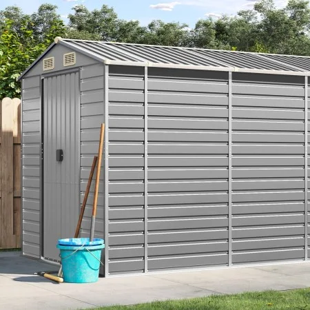 Cobertizo de jardín acero galvanizado gris claro 191x725x198 cm de vidaXL, Cobertizos - Ref: Foro24-3188249, Precio: 911,23 €...
