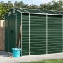 Cobertizo de jardín acero galvanizado verde 191x725x198 cm de vidaXL, Cobertizos - Ref: Foro24-3188238, Precio: 813,24 €, Des...