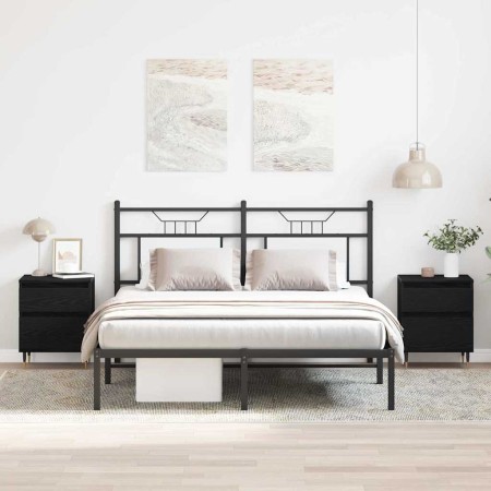 Armario de Noche con cajón 2 pcs Roble negro