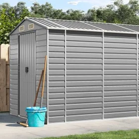 Cobertizo de jardín acero galvanizado gris claro 191x555x198 cm de vidaXL, Cobertizos - Ref: Foro24-3188247, Precio: 753,77 €...