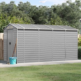 Gartenschuppen aus hellgrauem, verzinktem Stahl, 191 x 385 x 198 cm von vidaXL, Schuppen - Ref: Foro24-3188245, Preis: 528,35...