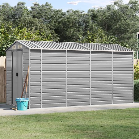 Garden shed light gray galvanized steel 191x385x198 cm by vidaXL, Sheds - Ref: Foro24-3188245, Price: 526,76 €, Discount: %