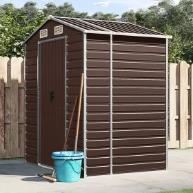 Brauner Gartenschuppen aus verzinktem Stahl, 191 x 130 x 198 cm von vidaXL, Schuppen - Ref: Foro24-3188264, Preis: 249,80 €, ...