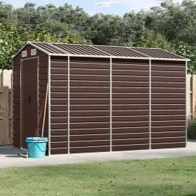 Brauner Gartenschuppen aus verzinktem Stahl, 191 x 300 x 198 cm von vidaXL, Schuppen - Ref: Foro24-3188266, Preis: 412,36 €, ...