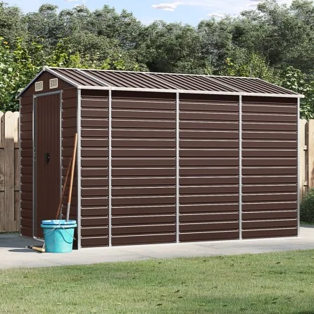 Brauner Gartenschuppen aus verzinktem Stahl, 191 x 300 x 198 cm von vidaXL, Schuppen - Ref: Foro24-3188266, Preis: 412,07 €, ...