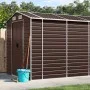 Brauner Gartenschuppen aus verzinktem Stahl, 191 x 555 x 198 cm von vidaXL, Schuppen - Ref: Foro24-3188269, Preis: 698,44 €, ...