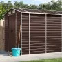 Cobertizo de jardín acero galvanizado marrón 191x640x198 cm de vidaXL, Cobertizos - Ref: Foro24-3188270, Precio: 770,67 €, De...