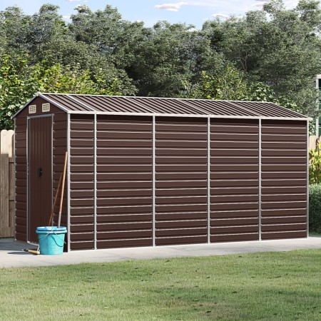 Cobertizo de jardín acero galvanizado marrón 191x385x198 cm by vidaXL, Sheds - Ref: Foro24-3188267, Price: 542,62 €, Discount: %