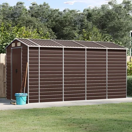 Gartenhaus aus braunem feuerverzinktem Stahl 191x385x198 cm von vidaXL, Schuppen - Ref: Foro24-3188267, Preis: 495,35 €, Raba...