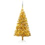 Árbol de Navidad preiluminado con luces y bolas dorado 120 cm
