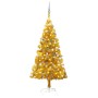 Árbol de Navidad preiluminado con luces y bolas dorado 150 cm