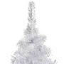 Árbol de Navidad preiluminado con luces y bolas plateado 120 cm