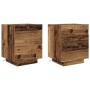 Armario de Noche con cajón 2 pcs Madera vieja