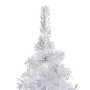 Árbol de Navidad preiluminado con luces y bolas plateado 150 cm