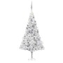 Árbol de Navidad preiluminado con luces y bolas plateado 180 cm