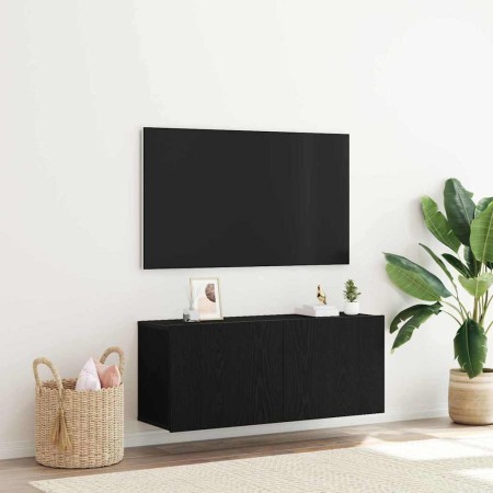 Gabinete de TV Montaje en la pared Roble Negro 100 x 30 x 41 cm