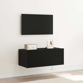 Mueble de TV Montado en la Pared Roble Negro 80 x 35 x 31 cm en Muebles TV | Comprar online en Foro24