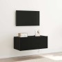 Mueble de TV Montado en la Pared Roble negro 80 x 35 x 31 cm