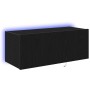 Mueble de TV Montado en la Pared Roble negro 80 x 35 x 31 cm