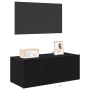 Mueble de TV Montado en la Pared Roble negro 80 x 35 x 31 cm