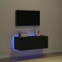 Mueble de TV Montado en la Pared Roble negro 80 x 35 x 31 cm