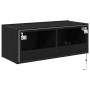 Mueble de TV Montado en la Pared Roble negro 80 x 35 x 31 cm