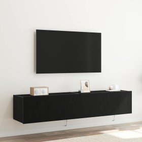 Mueble de TV Montado en la Pared 2 pcs Roble Negro en Muebles TV | Comprar online en Foro24