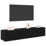Mueble de TV Montado en la Pared Roble negro 80 x 35 x 31 cm