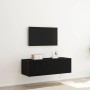 Mueble de TV Montado en la Pared Roble negro 100 x 35 x 31 cm