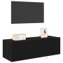 Mueble de TV Montado en la Pared Roble negro 100 x 35 x 31 cm