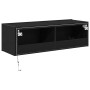 Mueble de TV Montado en la Pared Roble negro 100 x 35 x 31 cm