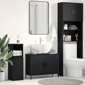 Mueble para lavabo de baño Roble negro 80 x 30 x 60 cm