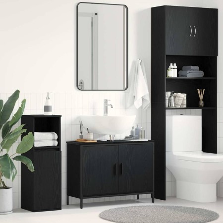 Mueble para lavabo de baño Roble negro 80 x 30 x 60 cm