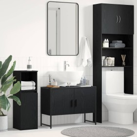 Mueble para lavabo de baño Roble negro 80 x 30 x 60 cm